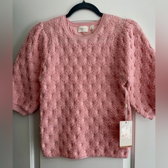 NWT. Cyrus Blush Pink Textured Knit Top - Picture 1 of 9